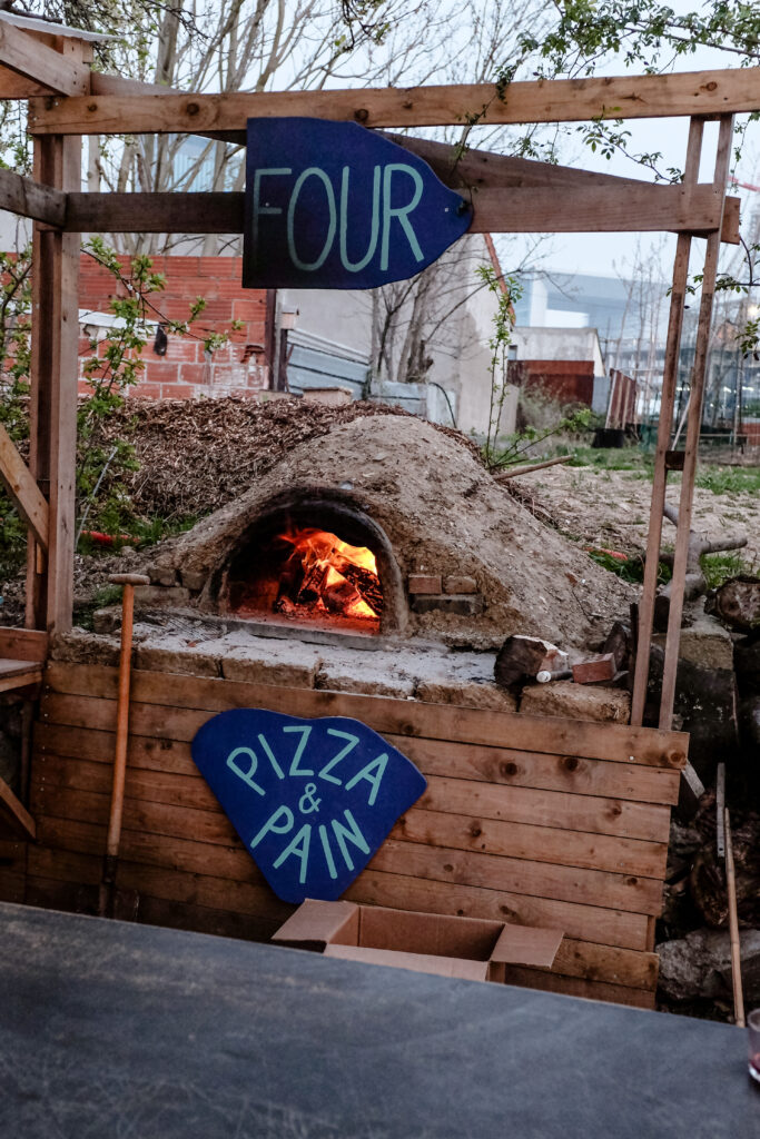 pizza oven with fire in Paris